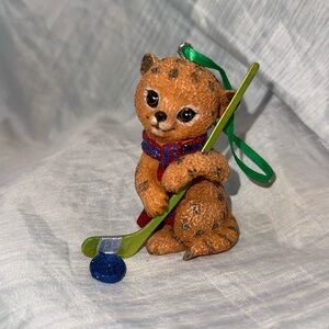 Danbury Mint Christmas Ornament Baby Animals Collection Cheetah Hockey